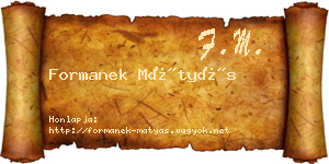 Formanek Mátyás névjegykártya