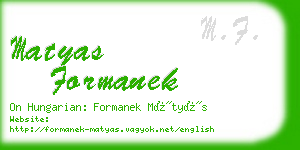 matyas formanek business card